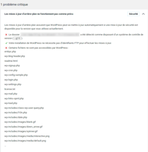 Santé du site WordPress