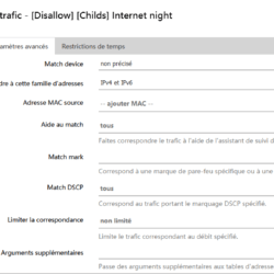 Pare-feu - Règles de trafic - Paramètres avancés