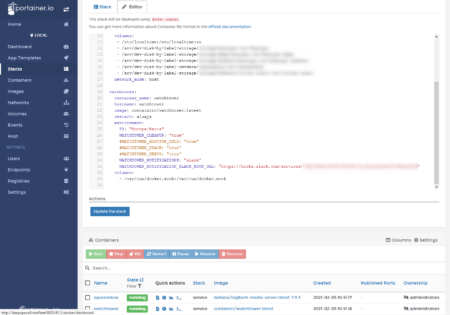 Watchtower dans Portainer