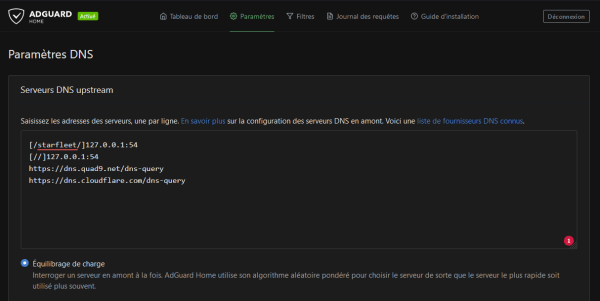 AdGuard : Serveurs DNS upstream