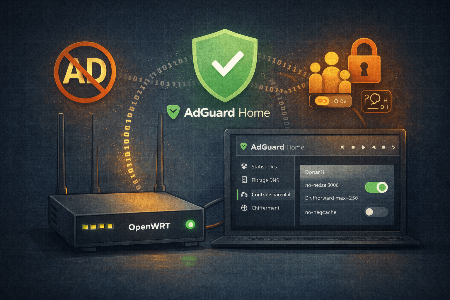OpenWRT: Ad Guard Home, anti-pub, DoH & Contrôle parental