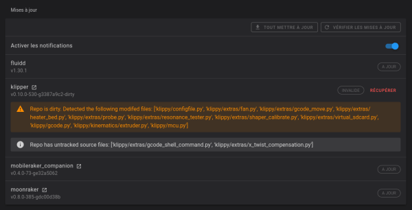 Mise à jour depuis Fluidd