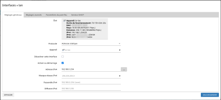 OpenWRT - Interfaces » LAN (Paramètres généraux)