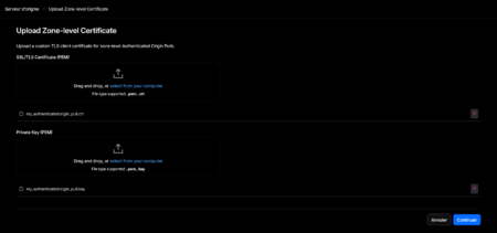 Cloudflare upload certificats