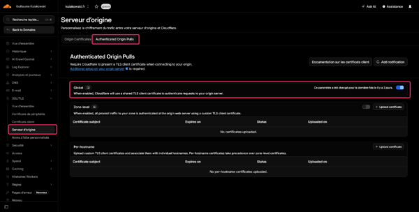 Cloudflare: Authenticated Origin Pulls