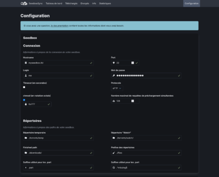 Seedboxsync Frontend - Nouvelle page de configuration