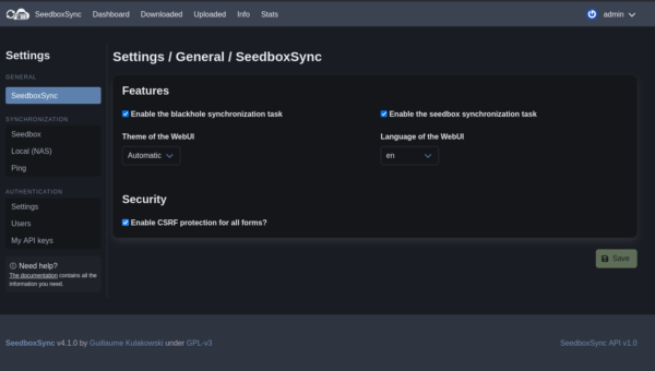 SeedboxSync - Interface d'admin