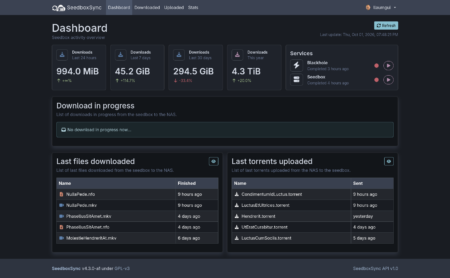 La nouvelle page d'accueil de SeedboxSync